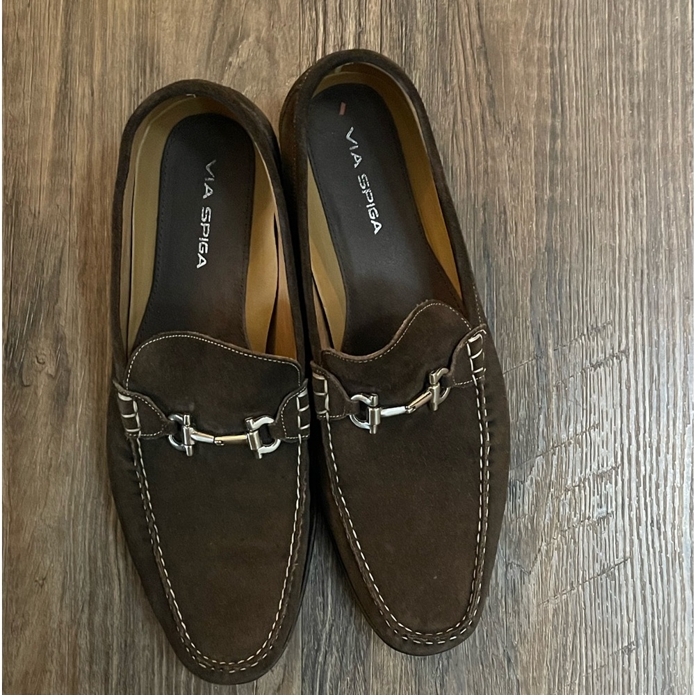 Brown Suede Horsebit Loafers